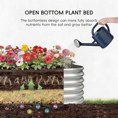 AHEONLAR 3PCS 2x2x2FT Galvanized Raised Garden Bed Kit Round Metal Flower Box Large Planter Raised Beds Outdoor Garden for Planting,Fruit,Herb Silver