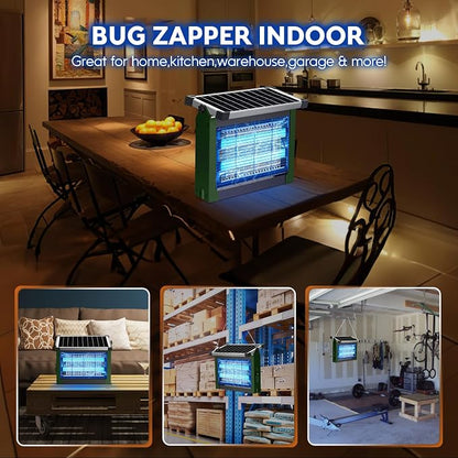 Solar Bug Zapper Outdoor, PhatroyYee Mosquito Zapper 4500V, Waterproof Portable Fly Zapper, Rechargeable Electric Mosquito Killer, Cordless Fly Insect Mosquitos Trap for Patio Yard Camping(Army Green)