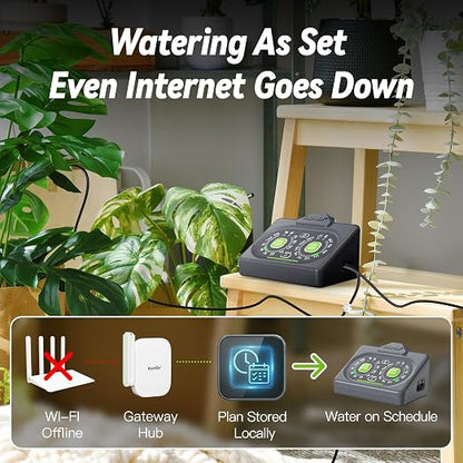 RAINPOINT Smart Auto Plant Waterer Kit for Indoor Houseplants,WiFi/App Control and Local Panel Control,Tap Free Drip Irrigation System for Indoor Balcony Grow Tent Office Water 10-15 Plants