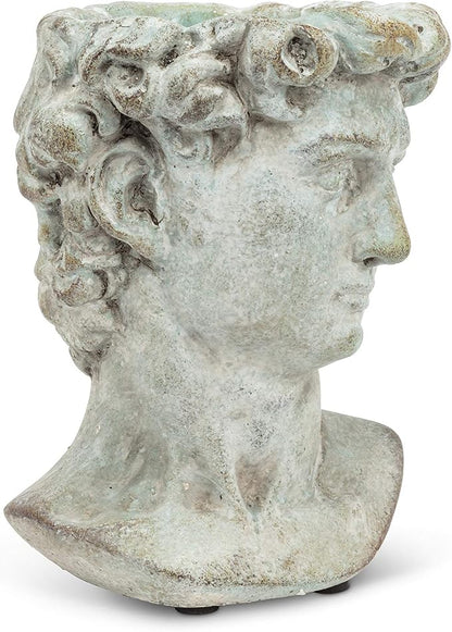 Abbott Collection Extra Small Male Head Planter | Cement, Gray, 6"H