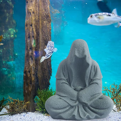 AnRui Fish Tank Aquarium Accessories Buddha Statue Sandstone Ornament,Zen Garden Aquarium Decorations, Meditating Statues for Underwater Landscaping