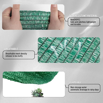Cool Area 70% Sun Shade Cloth Mesh Tarp with Grommets for Plant Cover 6x8ft Patio Canopy Garden Pergola Greenhouse Car Barn Kennel Dark Green