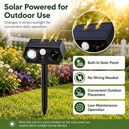 2026 Upgraded Solar Animal Repellent Deer Repellent Outdoor Waterproof Pest Deterrent, Cat Raccoon Skunk Squirrel Rabbit Repellent for Yard Garden Farm,Waterproof IP65, Motion Detection,4 Pack Black