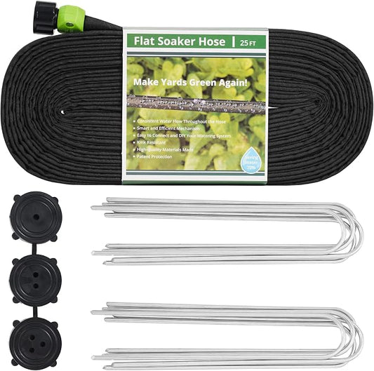 Garden Soaker Hose 25ft Save 70% Water, Leakproof Design Double Layer Drip Sprinkler Hose for Garden Bed