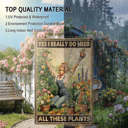 Funny Garden Decor I Really Need All These Plants Tin Sign | Vintage Gardening Gifts for Women Plant Lovers Greenhouse Outdoor Garden Wall Art Decor Metal Signs 12x8 Inches Weather-proof