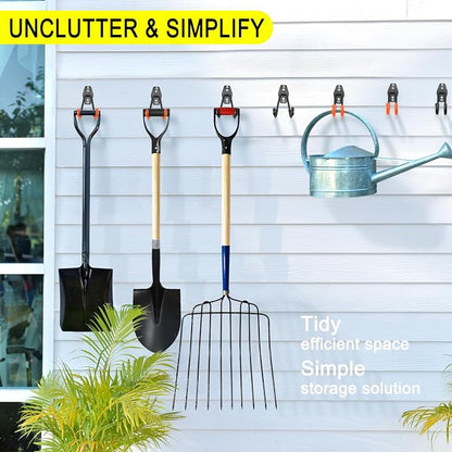 18 Pack Heavy Duty Garage Hooks, Utility Wall Mounted Storage System, with Anti-Slip Coating Hanger, for Hanging Power and Garden Tools, Ladders, Bikes, Ropes and Bulk Items