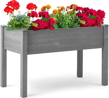 Raised Garden Bed with Legs, 48x24x30 in Planter Boxes Outdoor, Elevated Wooden Planter Box Standing Growing Bed for Gardening, Backyard, Patio and Balcony (Grey, 48x24x30)
