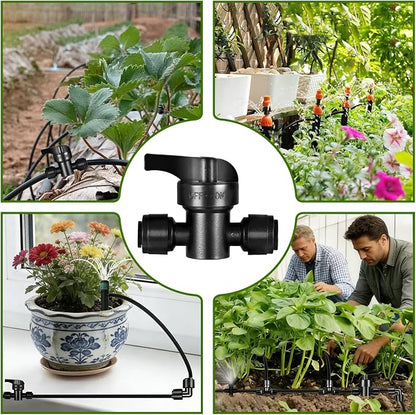 6 Pack Quick Connect 1/4" Drip Irrigation Shut Off Valve Fittings, Push-to-Fit Drip Irrigation Switch Valve Connectors for 1/4 Inch Drip Tubing,Anti-Leak Connectors for Garden Irrigation System