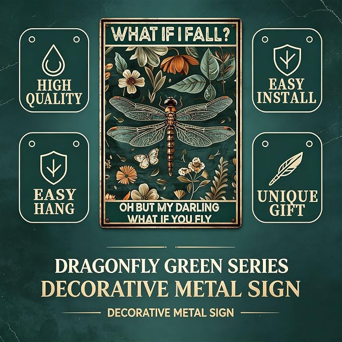 Metal Signs What If I Fall Oh But My Darling What If You Fly Retro Tin Sign for Home Office Kitchen Bar Cafe Garden Wall Decor 12x8 Inch