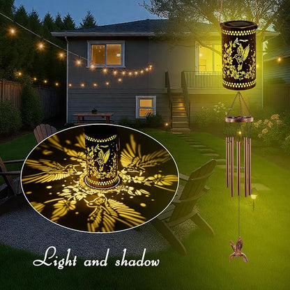 Solar Wind Chimes for Outside, 36" Hummingbird Hanging Solar Lantern for Mom, Christmas Windchimes Outdoors Gifts,Garden Decor led Lights Wind Chime for Patio Yard, for Women Grandma