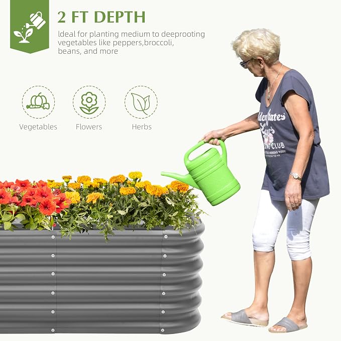 Galvanized Raised Garden Bed, Outdoor Planter Bed, Metal Planter Box for Gardening and Planting,4x2x1.5ft, Dark Grey
