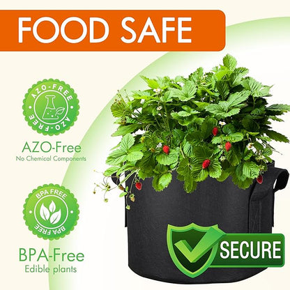 Gardzen 20-Pack 10 Gallon Grow Bags, 300G Thickened Aeration Fabric Pots with Handles, Heavy Duty Plant Bags for Plants