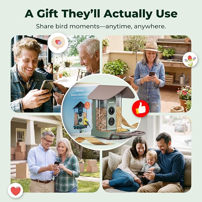 Kiwibit Smart Bird Feeder with 4K AI Camera Solar Powered, No Subscription | Lifetime AI Identification Bird Species, 4K Live Stream, 8MP Photos, Real-Time Bird Visit Alert, Backyard Birdwatching Gift