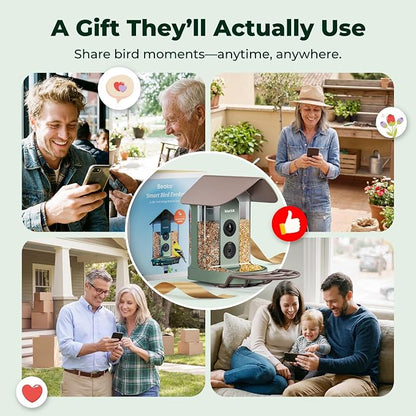 Kiwibit Smart Bird Feeder with 4K AI Camera Solar Powered, No Subscription | Lifetime AI Identification Bird Species, 4K Live Stream, 8MP Photos, Real-Time Bird Visit Alert, Backyard Birdwatching Gift