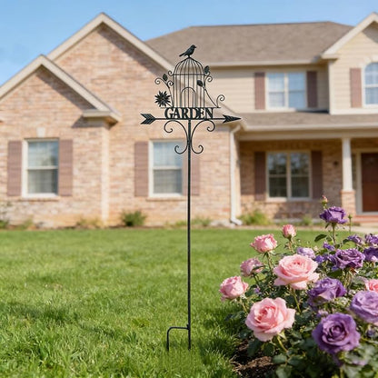 Decorative Garden Stakes，Metal Garden Sign Yard Decorations Outdoor | 58"H Decorative Metal Garden Stakes Outdoor Lawn Backyard Porch Pathway Decor