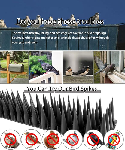 DY.2ten Bird Spikes, 11.8in Deterrent Spike, 10-Pack (9.8ft Total) Fence Spikes Bird for Outside to Keep Bird Squirrel Raccoon Pigeon Cat Away and Keep Birds from Building Nest, Easy to Install