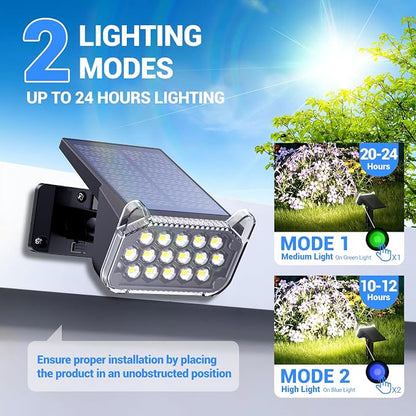 Solar Spot Lights Outdoor Waterproof IP65, Super Bright LEDs with Lens, 2 Lighting Modes, 2 in 1 Auto On/Off Solar Powered Spotlights for Outside Landscape Holiday Decor, 6 Pack, Cool White
