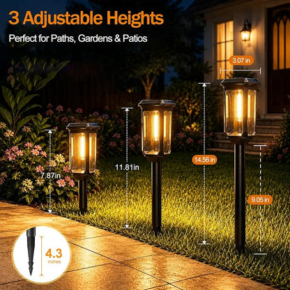 Tenmiro-Solar-Pathway-Lights-Outdoor-4 Pack-LED-Solar-Powered-Garden-Lights-Waterproof-IP65-Outdoor-Light-for-Yard-Lawn-Patio-Path-Walkway-Driveway-Decor-3000K