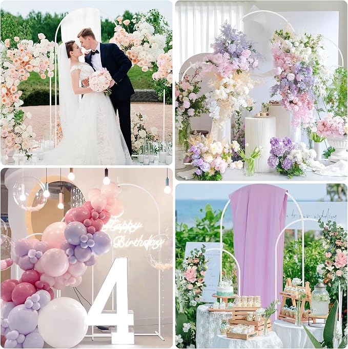 Wokceer Wedding Arch Stand Set of 3 6FT, 5FT, 4FT White Metal Arch Stand for Wedding Ceremony Birthday Party Baby Shower Garden Arch Decoration