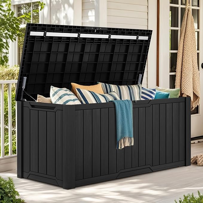 YITAHOME XXL 230 Gallon Large Outdoor Storage Deck Box for Patio Furniture | Outdoor Cushions, Garden Tools and Sports/ Pools Equipment, Weather Resistant Resin, Lockable (Black)