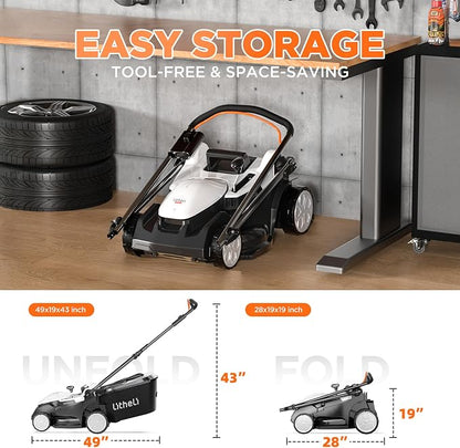 Litheli 16 Inch Lawn Mower 2 x 20V Brushless Electric Mowers for Garden Yards, Lightweight Cordless Lawnmower with 6-Position Height Adjustment, 2 x 4.0Ah Battery Include