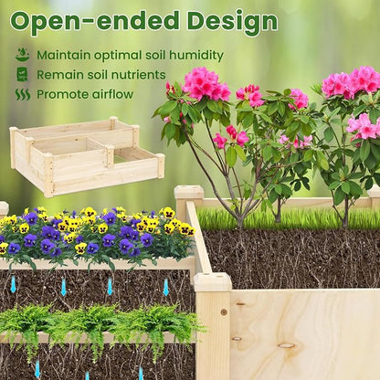Giantex Raised Garden Bed, Wood Planter Box for Vegetables Flowers Fruit Herb, Easy Assembly, Garden Box Container for Backyard, Patio, Balcony (43" Lx35 Wx14.5 H)