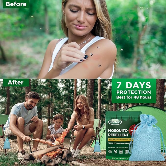 Mosquito Repellent Outdoor Patio & Yard: Natural Citronella & Peppermint Oil Pouches – Safe for Kids & Pets – Essential Oils Formula – Mosquitoes Repeller – Camping & Backyard