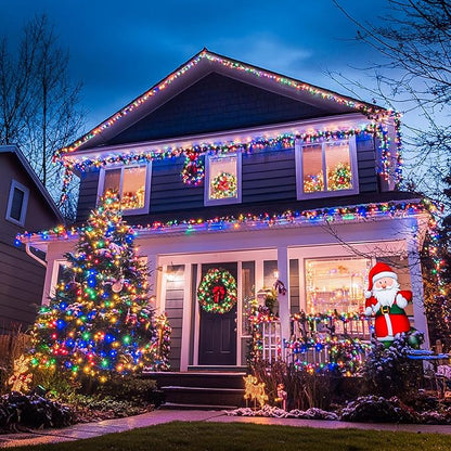 JMEXSUSS 168FT 600 LED Christmas Decor String Lights - 8 Modes Multicolor Christmas Lights Outdoor/Indoor Waterproof Plug-in Party Holiday Xmas Decorationsons
