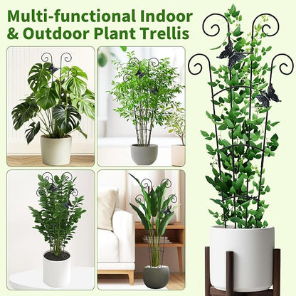 2 Pack 30 Inch Taller Plant Trellis for Potted Climbing Plants Indoor,Expandable Metal Garden Trellis for Climbing Plants,Flowers Vine Ivy, Sturdy Houseplant Support for Potted Plants with Ties