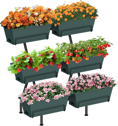 Sunexinlo Vertical Garden Planter Freestanding Raised Bed for Herbs Flowers Vegetables, Indoor Outdoor for Patio Balcony Deck