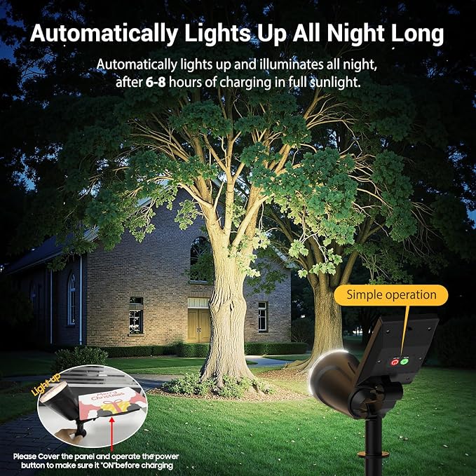 Solar Spot Lights Outdoor Cool White, 1000LM Big Adjustable Solar Lights Outdoor Waterproof, 2-in-1 Bright Solar Powered Spotlights Landscape Lighting for Garden, Yard, Pathway, Tree, Flag