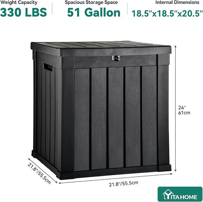 YITAHOME 51 Gallon Outdoor Storage Deck Box | Waterproof Resin Package Delivery and Storage Box with Lockable Lid for Patio Furniture Cushions, Pool Accessories, Garden
