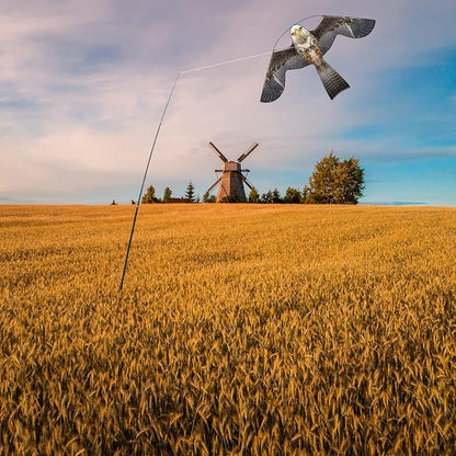 Bird Hawk Flying Kite with Pole Crops Farm Protector Bird Scarer Flying Kite with 6m Pole-Style B