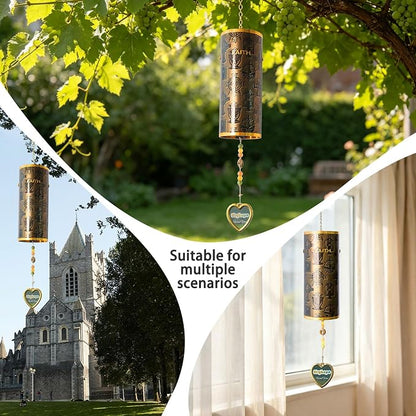 Wind Chimes for Outside Deep Tone - Faith-Inspired Windbell Resonance Serenity Bell, 17" Outdoor Windchimes for Home Garden Church Decor, Christian Easter Baptism Memorial Gift
