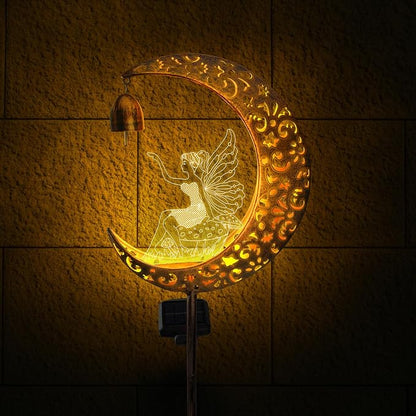 Solar Fairy Moon Figurine Light, Waterproof Garden Stakes Decor Outdoor Yard Decorations for Lawn, Patio,Yard, Pathway,Housewarming Ornament Gifts Ideas for Gardening Mom Grandma