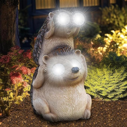Banax Hedgehog Solar Garden Ornaments, Waterproof LED Garden, Resin Fairytale Art Ornament Outdoor Solar Statues, Hedgehog Statue Gift for Family, Friends & Colleagues Yard Lawn