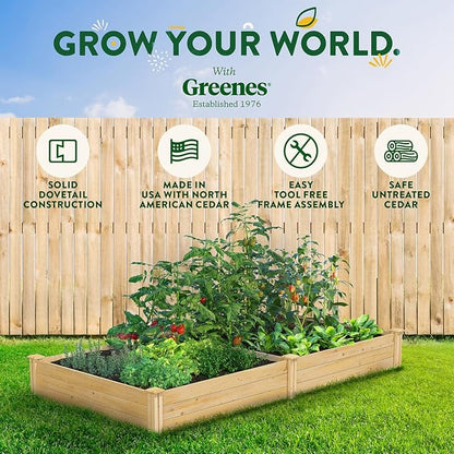Greenes Fence Classic Cedar Raised Garden Bed, 4' x 8' x 10.5" (1/2" Thick) (2-Pack) - Made in USA with North American Cedar
