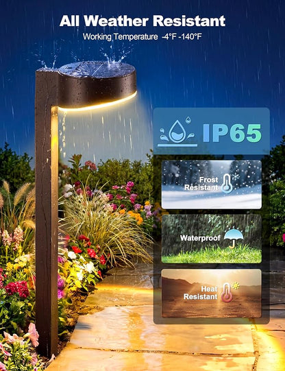 VOLISUN Solar Pathway Lights Outdoor, 12 Pack Solar Powered Garden Lights Waterproof, Decor Landscape Lighting for Yard, Lawn, Walkway, Driveway, Brown