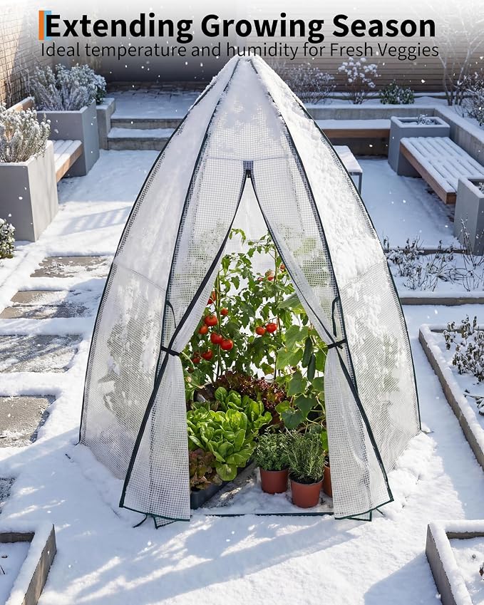 Greenhouse for Outsides, 54”x 54”x 71” Heavy Duty Green House Tent with Durable PE Cover, Garden Plant Protector with Zippered Door Mesh Window for Vegetables Flowers Fruits Herbs, Transparent