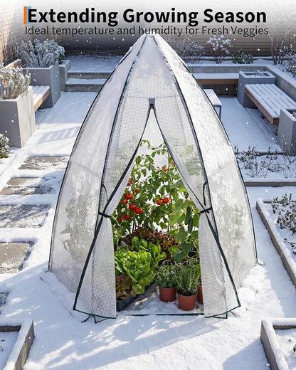 Greenhouse for Outsides, 54”x 54”x 71” Heavy Duty Green House Tent with Durable PE Cover, Garden Plant Protector with Zippered Door Mesh Window for Vegetables Flowers Fruits Herbs, Transparent