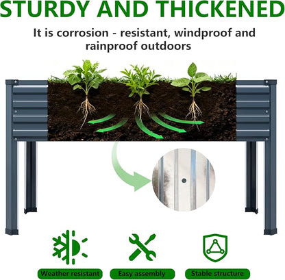 Vengarus 2PCS 48×18×30in Galvanized Raised Garden Bed Outdoor with Legs Set | 300 Lb Capacity, Galvanized Steel, Rust-Resistant, Elevated Planter Box for Outdoor Garden, Patio, Balcony, Backyard, Grey
