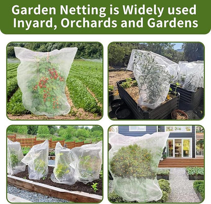 2 Pcs 6x6ft Fruit Tree Covers with Zipper and Drawstring,Nets to Protect Garden Blueberry Bushes from Birds and Insects, Fruit Tree Netting for Vegetable