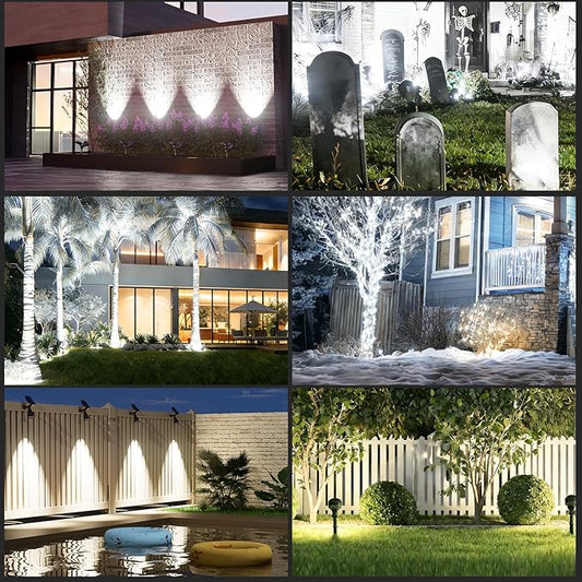 T-SUN Solar Spot Lights Outdoor, 2 Pack Solar Landscape Spotlights, Adjustable 2-in-1 Spotlights for Yard & Garden, IP65 Waterproof Dusk to Dawn Solar Lights for Trees, Pathway, Driveway(White-2 Pack)
