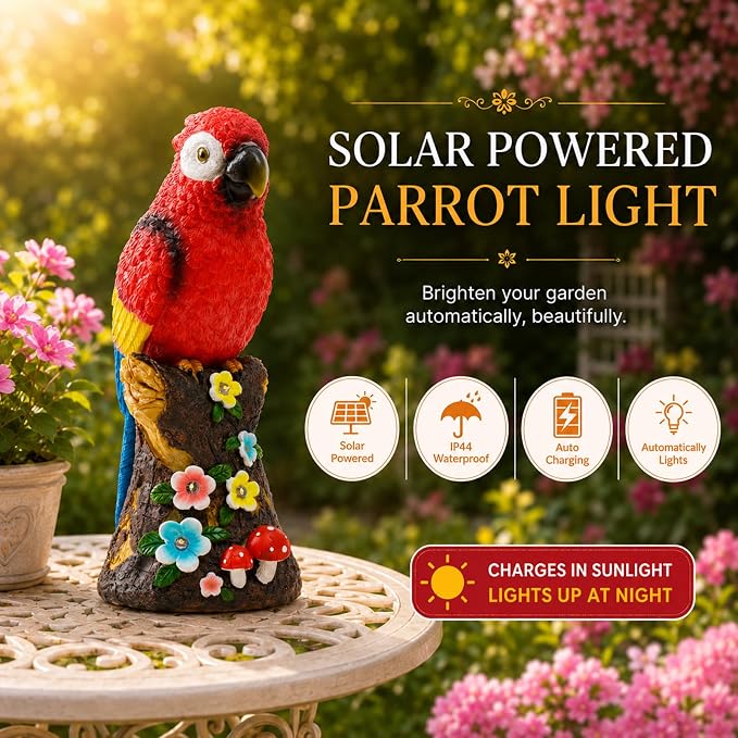 Handcrafted Parrot Garden Statue, Artistic Outdoor Bird Sculpture with Nature-Inspired Details, Elegant Yard Decor for Patio, Lawn & Home Garden Display