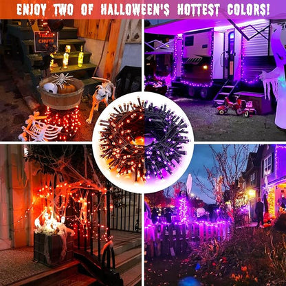 JMEXSUSS 2 Pack Solar String Lights Outdoor Waterproof, Total 66 FT 200 LED Solar Christmas Lights Outdoor, Twinkle Light for Christmas Tree Outside Garden Yard Xmas Decor, Orange to Purple