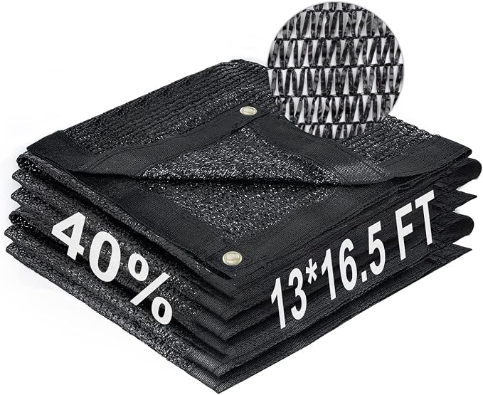 LOVE STORY 13x16.5FT 40% Black Shade Cloth Sun Shade Net with Grommets Sunblock Net Mesh Tarp for Garden,Plants Cover,Greenhouse and Patio