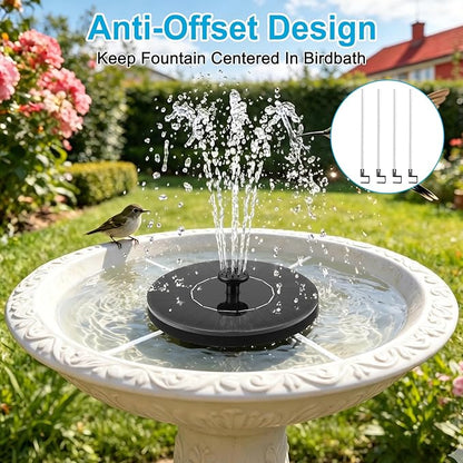 Floating Solar Fountain Pump, Upgrade 1.5W Solar Powered Water Pump with 6 Spray Nozzles & 4 Fixed Pipes, Solar Fountain for Bird Bath, Garden Pond, Pool, Outdoor