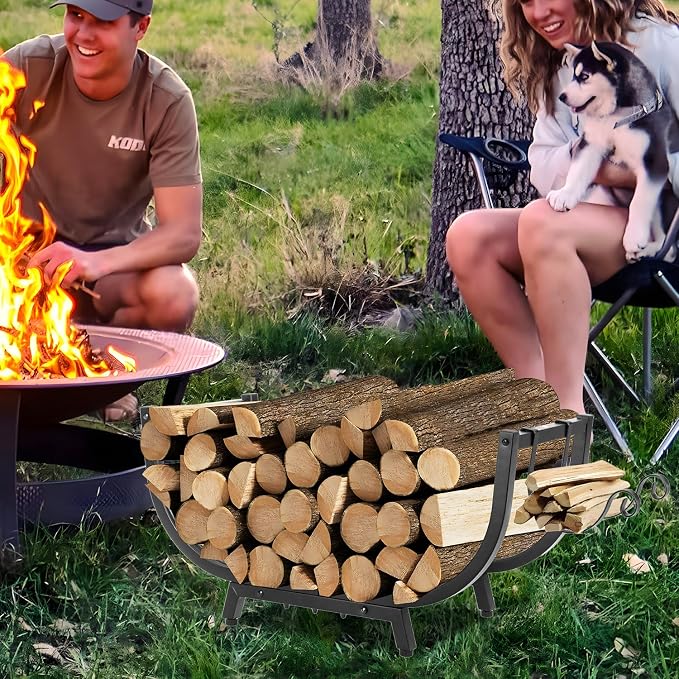 Kendane 30“ Firewood Rack Outdoor and Indoor, Compact Firewood log Storage & Holder, Stable Log Holder with Reinforced Steel Frame, Waterproof Rustproof Wood Pile Storage Rack for Fireplaces/Camping.