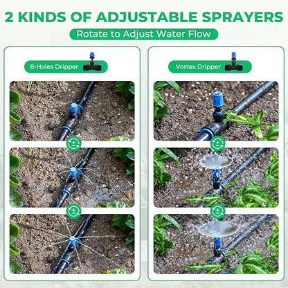 HIRALIY Raised Bed Drip Irrigation Kit Small, DIY Garden Grid Watering System, Garden Irrigation System, for Raised Beds up to 2 x 8FT