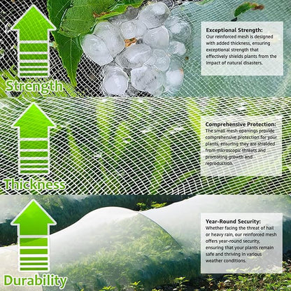 Garden Netting Kit for Raised Beds,10x33ft Ultra Fine Insect Netting Garden Bed Covers & 6 Sets of 8ft Fiberglass Garden Hoops (6 Sets Garden Hoops with White10x33ft Garden Netting)